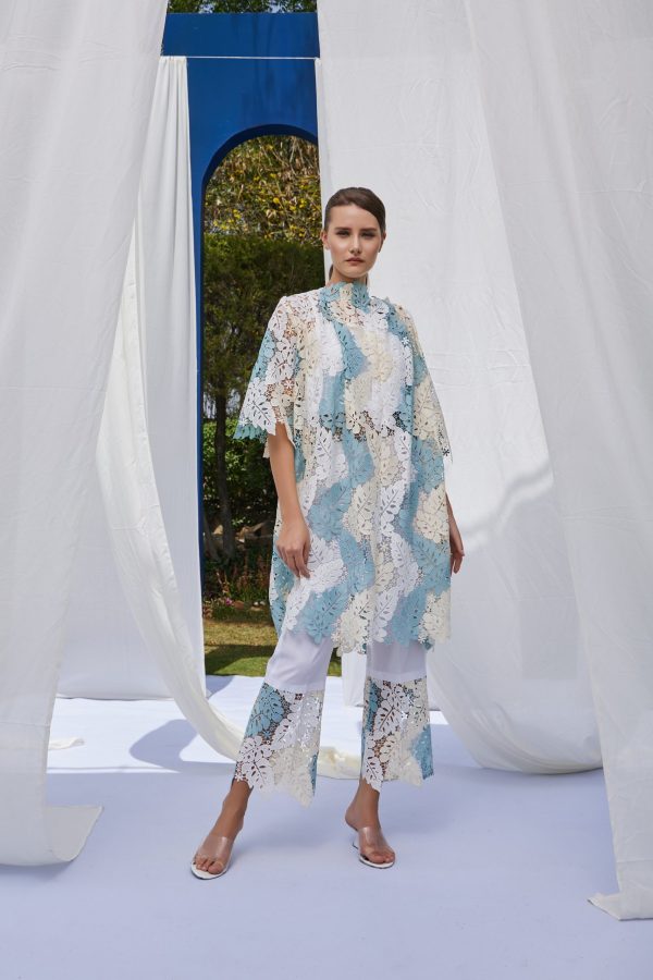 Acacia leaflet lace tunic & pants set