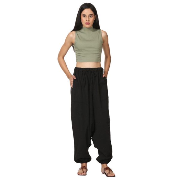 Cotton Black Harem Pants by Aatman