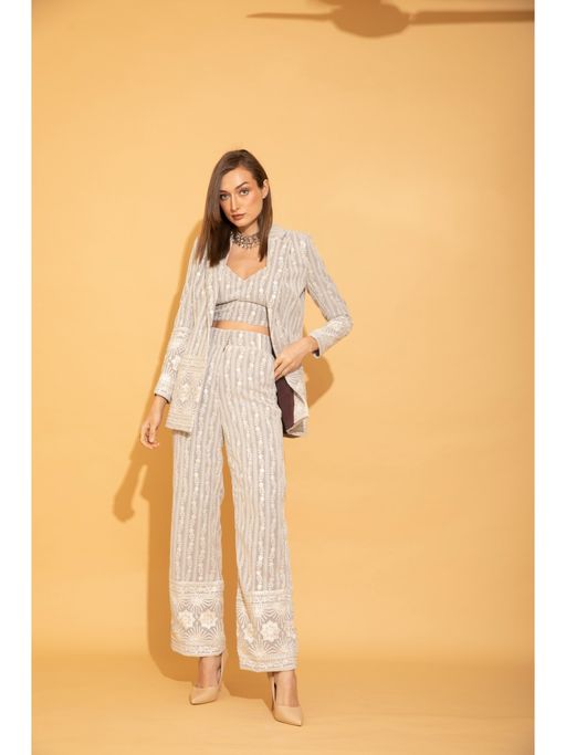 Slate Grey Embroidered Pant by TORQADORN