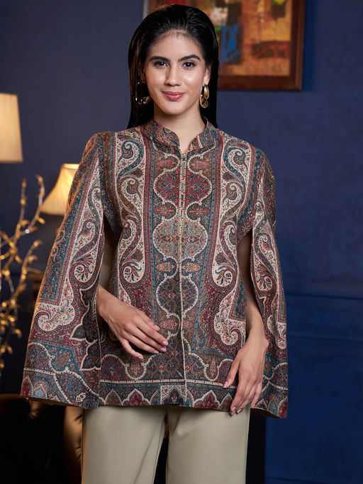 Woven Royal Luxury Cape Jacket-Multi-Color by Zamour