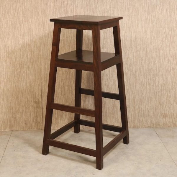 Acacia Wood, Double-Shelved Strong Tall Stool