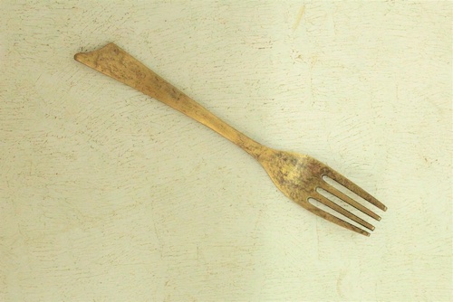 Aged, Vintage Brass Golden Fork