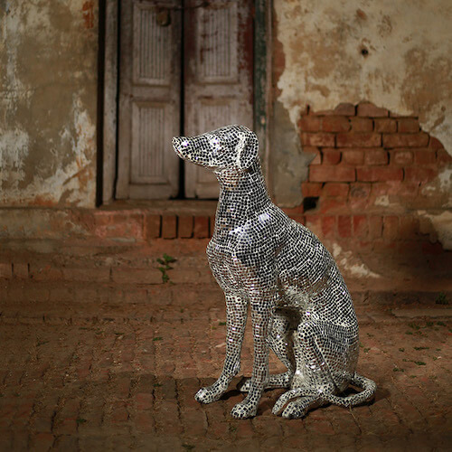 Aluminium & Glass Mosaic Dog, Sirius