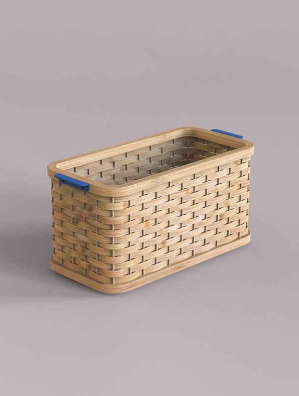 Braided Bamboo Basket with Aluminium Handle, Stadium