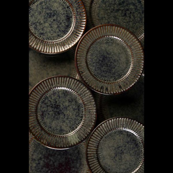 Ceramic 10” Dinner Plates in Sage Green, Set of 6