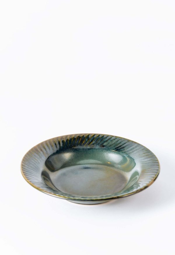 Ceramic Shallow/Pasta Plate, Set of 2 in Bottle Green