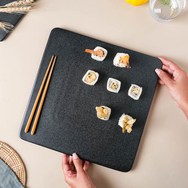 Ceramic, Square Charcuterie Board in Black