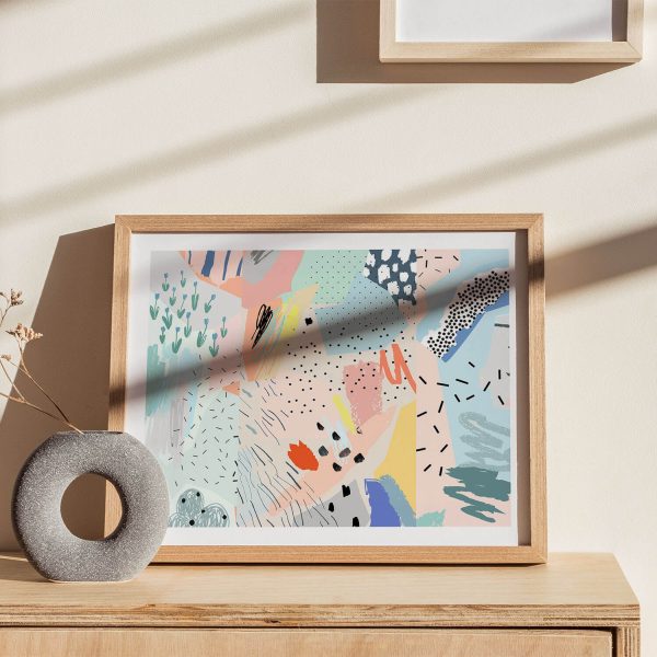 Colorful Doodle Art Print with Frame Selection