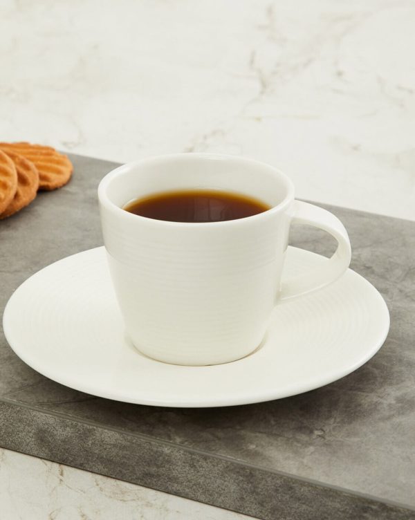 Conical Cup with Marshmallow Texture & Saucer