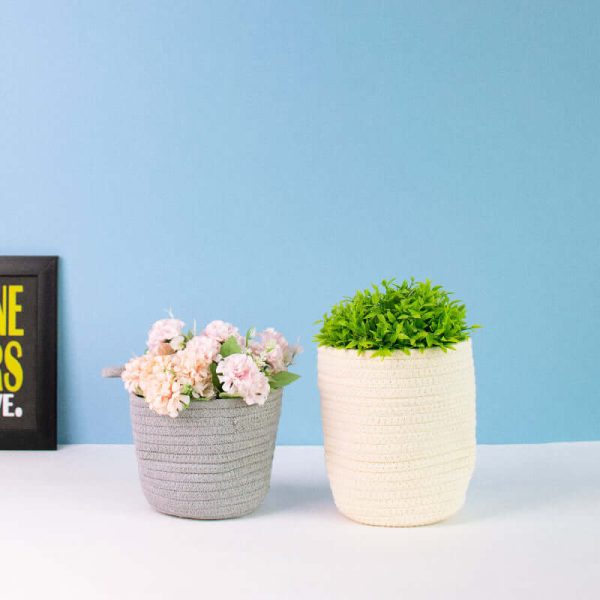 Cotton Rope Basket, Small Smoke Grey