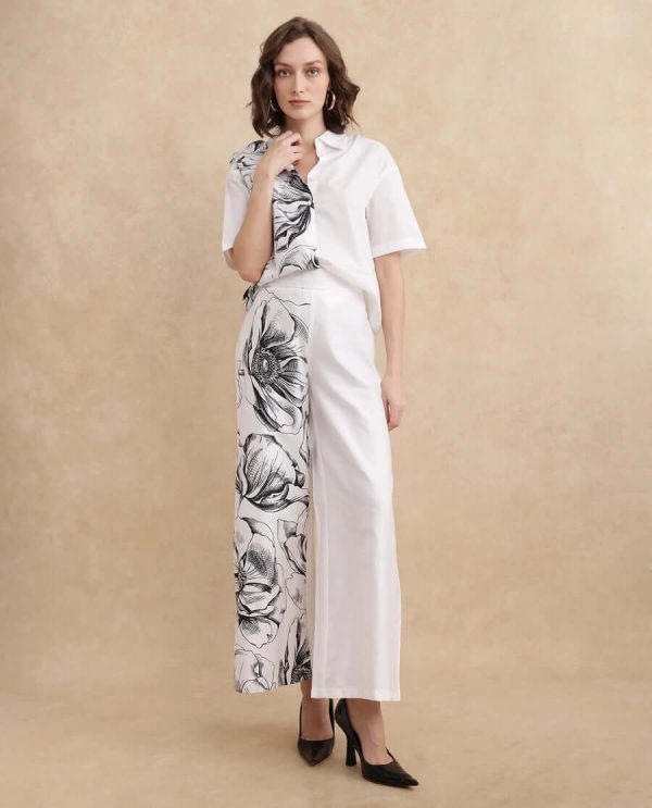 Floral Print Trouser Neilsono - White
