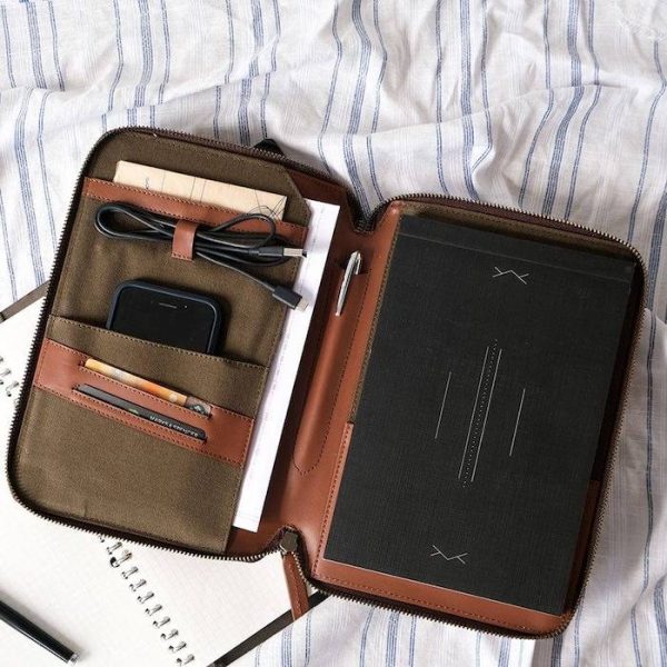 Genuine Nappa Leather Notepad Organiser in Classic Tan