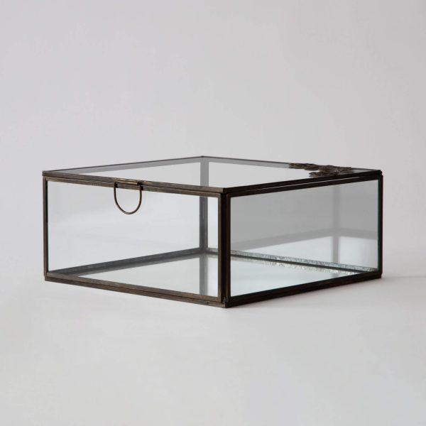 Glass Box in Aged Antique Finish, Amore Keepsakes