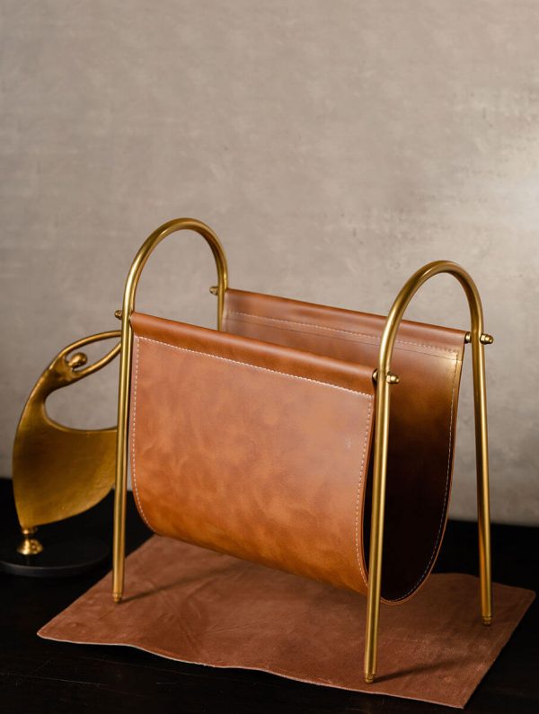 Leather Magazine Holder in Brown