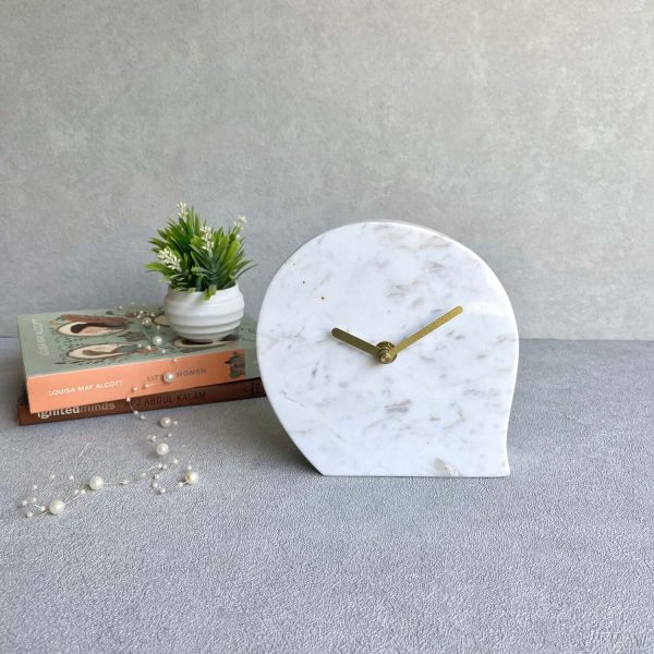Marble Clock in White