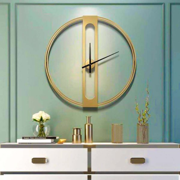 Metal Wall Clock in Gold Polish, Contemporary Designer