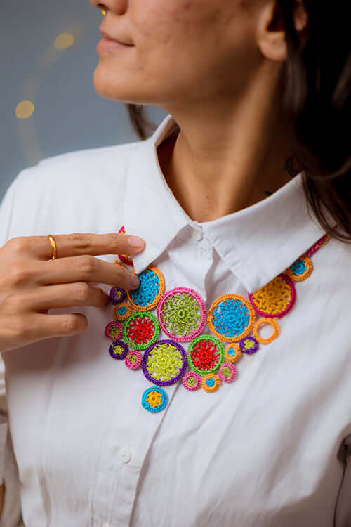 Multicolored, Handmade Mandala Necklace, Samoolam