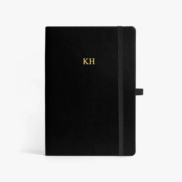 Personalised, Hard Case PU Bound Diary in Black