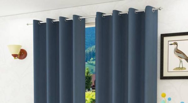 Polyester Long Curtains, Dark Grey