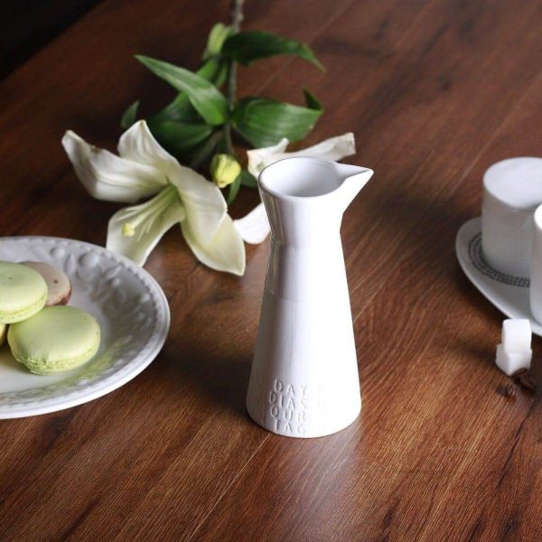 Porcelain Milk Jug, Small with etched words, Letters