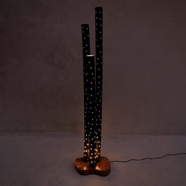 Reclaimed Wood & Recycled Plastic Pipe, Handcrafted Grass Lamp