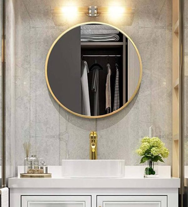 Mid-sized Round Wall Mirror With Gold Frame By CasaGold