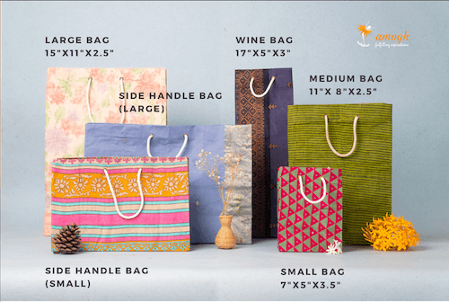 Saree Paper Bags made by by Differently-Abled Persons of Amogh Trust (Different Size Available)