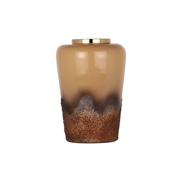 Textured, Dull Gold Flower Vase