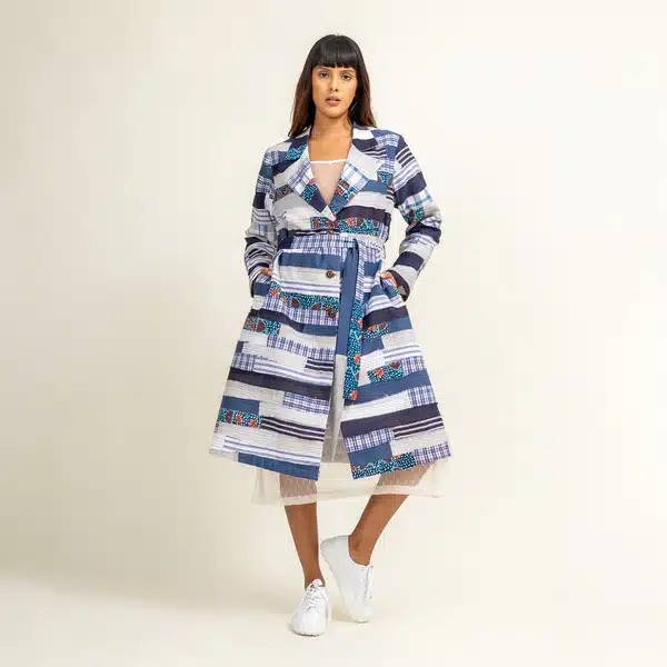 Upcycled Cotton, Zero-Waste Patchwork Trench Coat by Doodlage