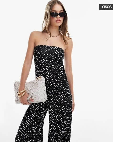 Mono Spot Print Bandeau Jumpsuit by Asos Design