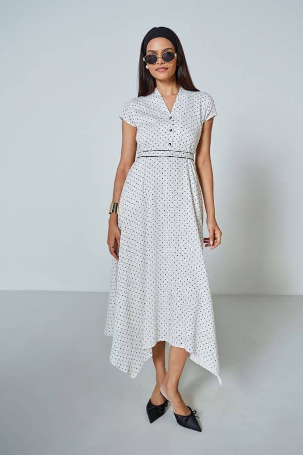 The Cool Polka Asymmetrical Dress