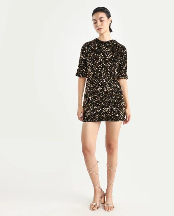 Sequined Mini Dress Tiana - Sheen Gold